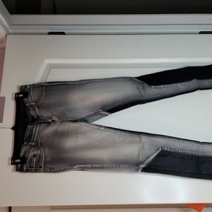 Gray skinny jeans with faux leather